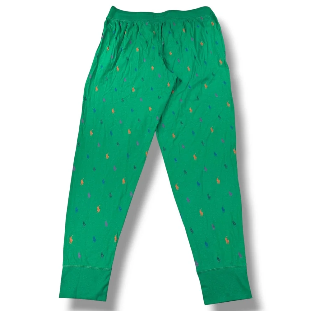 Polo Ralph Lauren Mens Green All Over Pony Print Pajama Jogger Pants Size Large